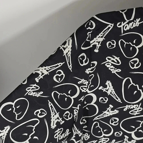 {Catherine Malandrino} Women's Paris Print Button Down Blouse - Size Large - Picture 7 of 13